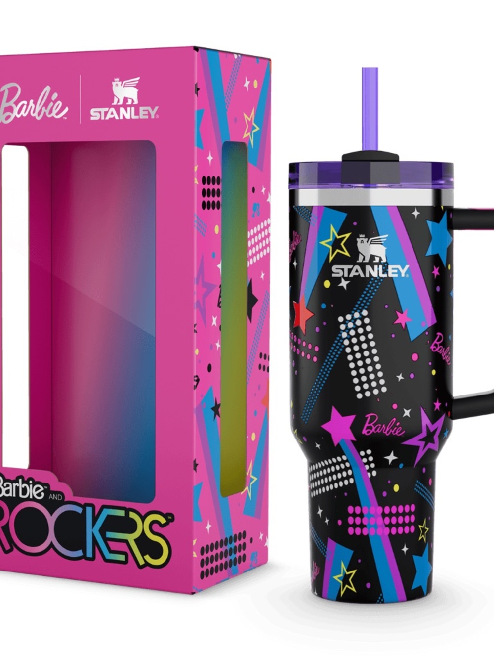 Stanley Black Barbie Star & Neon Graphic Insulated Tumbler with Handle